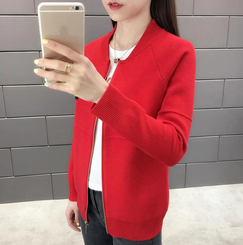 Women Cardigan New Fashion Autumn Casual Long Sleeve zipper Short Knitted Sweater Cardigan Coat For Women knit Jacket Tops