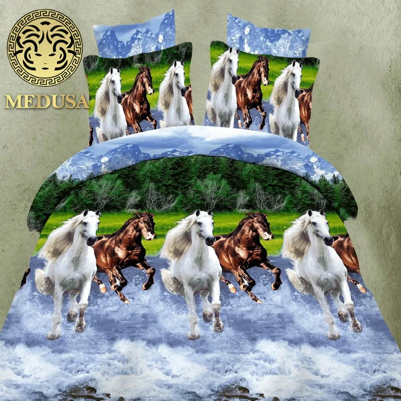 حار 3d الحيوان الفراش مجموعة الملك الملكة التوأم حجم 3/4 قطع الحصان الذئب الباندا حاف غطاء السرير ورقة أكياسها الفتيان أغطية