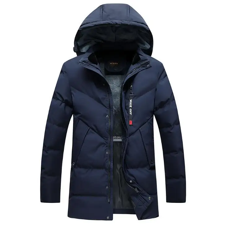 dark blue Новое мужское зимнее водонепроницаемое меховое пальто с подкладкой, капюшон, модная Повседневная зимняя теплая куртка-парка 0607-017 - Цвет: dark blue
