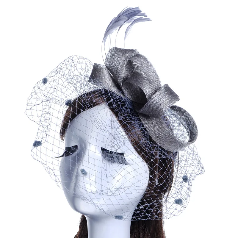 JaneVini элегантные черные свадебные шапки и Fascinators для женские вечерние свадебные сетчатый головной убор с вуалью перо свадебные аксессуары для невест