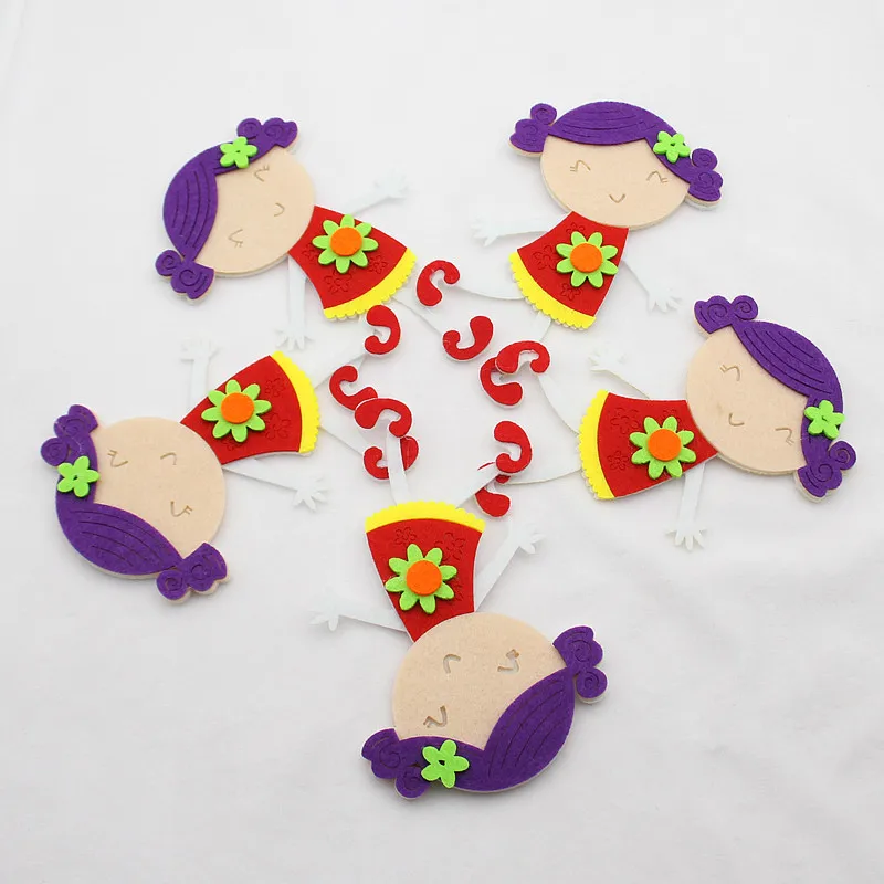  Beauty Girl Felt Cutting Decoration Non-Woven Cloth Felts Stickers Felting Kindergarten Kids Room D - 32851864885