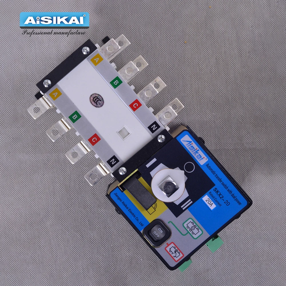 AISIKAI SKT2 20A/4P ATS контроллер с двойной мощностью автоматический переключатель