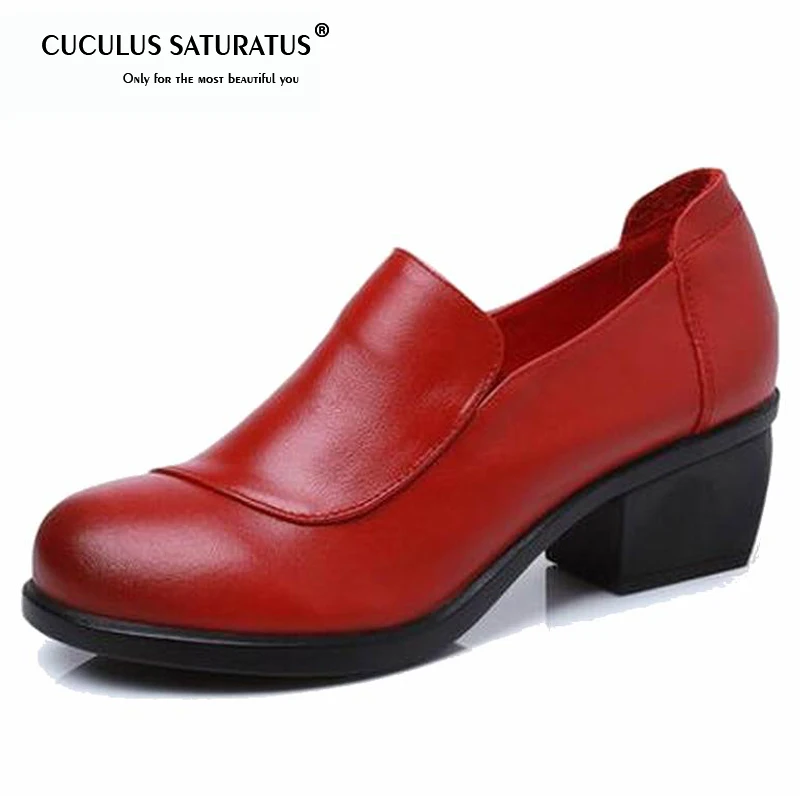 

Cuculus spring genuine leather pumps heel women single shoes women's casual shoes female pumps leisure shoes soft mother 1910