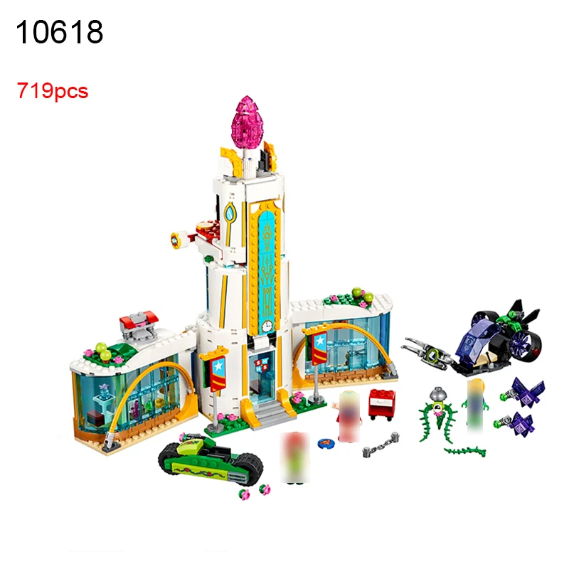 

10618 719Pcs DC Super Heroes Girl School Poison Ivy Building Blocks Compatible 41232 DIY Educational Brick Toys Christmas Gift