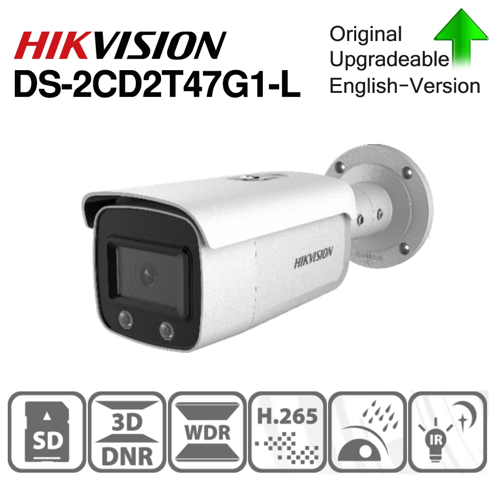 Hikvision оригинальная цветная Vu ip-камера DS-2CD2T47G1-L 4 МП пуля полноцветная POE ip-камера H.265 CCTV камера; sd-карта слот