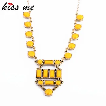 

kissme New Statement Jewelry Alloy Yellow Resin Fashion Bib Vintage Necklace Women Bijoux Bijuterias