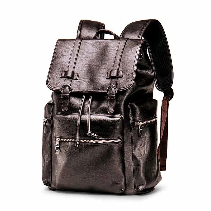 Высококачественный рюкзак из искусственной кожи дизайнерские кожаные мужские сумки модная школьная сумка рюкзаки для путешествий большие вместительные модные сумки - Цвет: brown