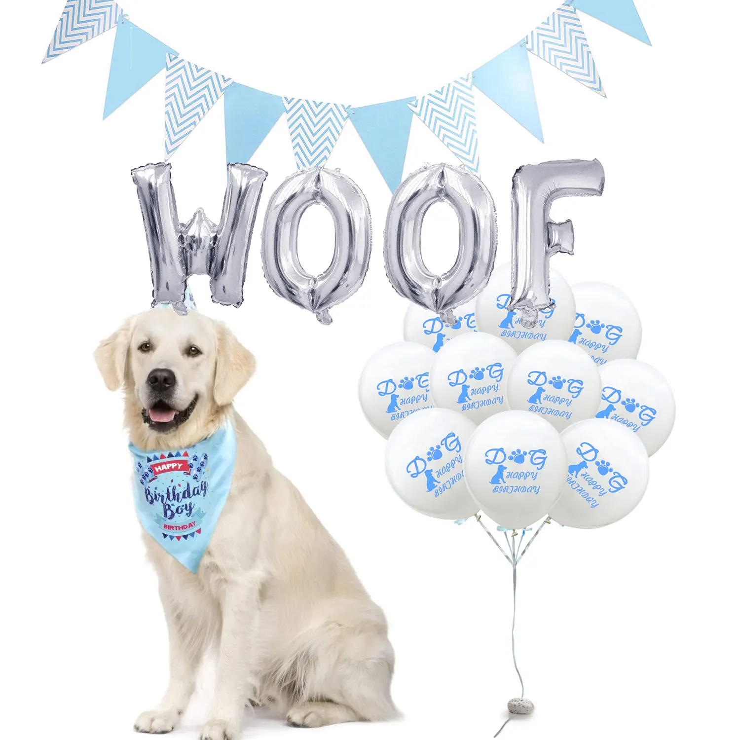 ZLJQ 15pcs Dog Party Decorations Woof Dog Balloons Banner For Puppy Dog