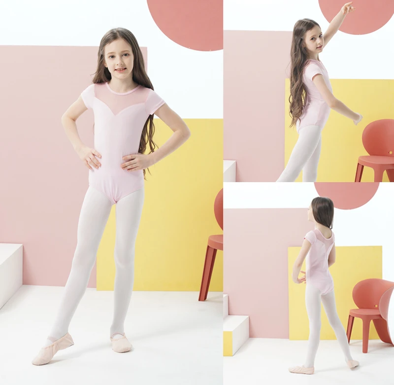 

Pink Ballet Dance Leotard 2019 Summer New Arrival Daily Practice Gymnastics Children Cheap Ballet Group Coverall