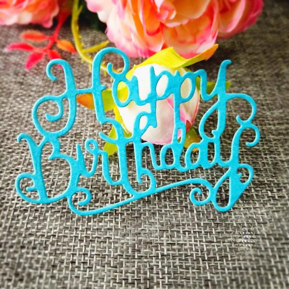 

Letter Happy Birthday Metal Cutting Dies for Scrapbooking DIY Album Embossing Folder Paper Cards Maker Template Stencils Crafts