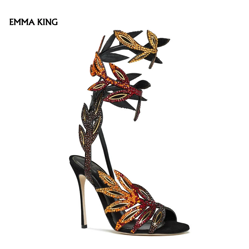EMMA KING/босоножки из pu искусственной кожи с пряжкой; женские летние вечерние туфли с ремешком на щиколотке; элегантные женские однотонные босоножки на тонком каблуке; Sandalias mujer