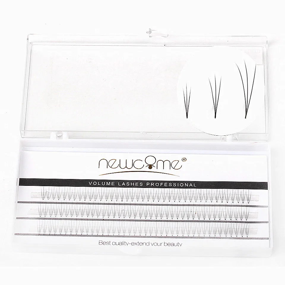 

NEWCOME 3d Russian Volume individual Eye Lash Cluster Grafting Fake False Eyelash Extension C curl 0.07 Short Stem Pre made Fans