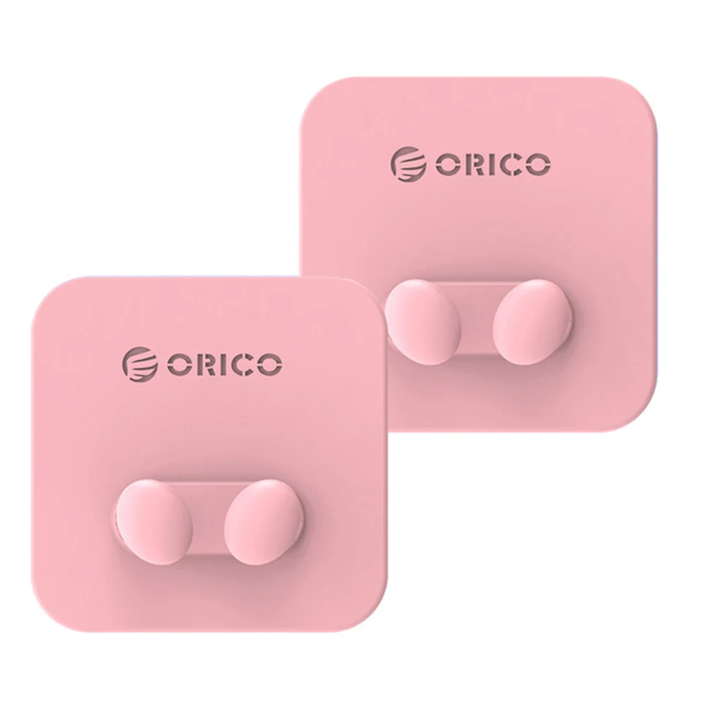 ORICO, силиконовый настенный крючок, вешалка, штекер, держатель, двойной крючок, держатель кабеля для кухни, ванной комнаты, спальни, аксессуары, водонепроницаемый крючок - Цвет: Розовый