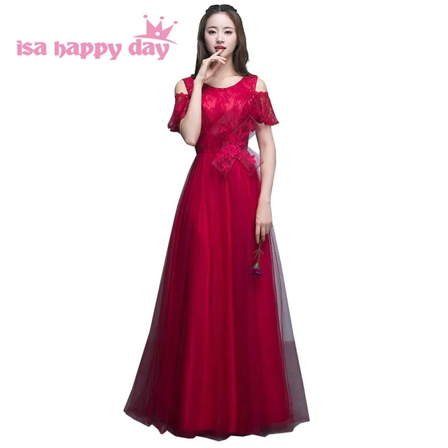 Latest Wine Red Lace 2018 Elegant Vintage Burgundy Bridesmaid Dress Latest Wine Red Lace 2018 Elegant Vintage Burgundy Bridesmaid Dress With Corset Back Long Tulle Confirmation
