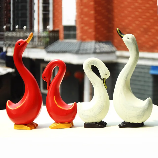 Red Painted Duck S 2pcs Set Wooden Ducks Home Decoration Red Painted Duck S 2pcs Set Wooden Ducks Home Decoration Wood Animal Craft Wedding Party