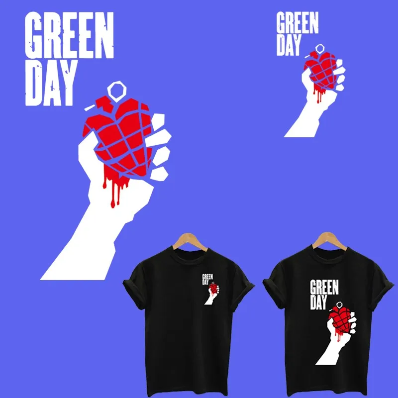 

Green Day stripes on clothes stickers iron on patches application of one heat-sensitive patch ironing printing for clothing tops