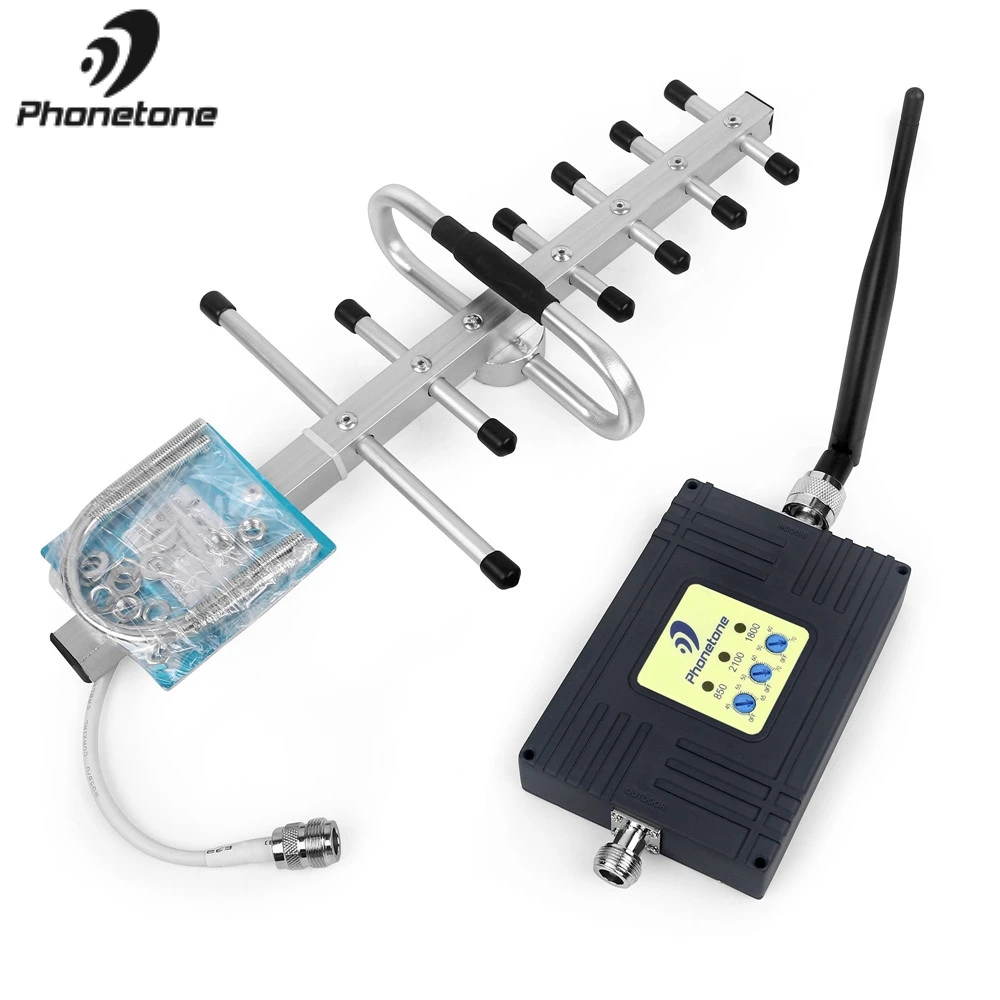 4G LTE مكبر للصوت الخلوية إشارة معززة ثلاثي الموجات CDMA 850 DCS 1800 WCDMA 2100 2G 3G 4G GSM مكرر هاتف محمول مكرر Fullset