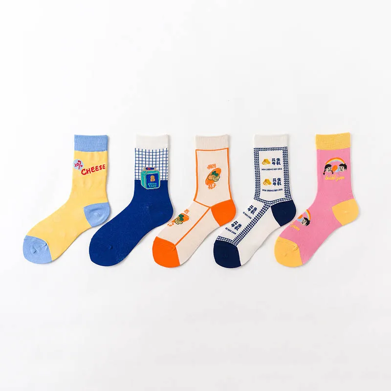 [EIOISAPRA] Новые Креативные носки женские повседневные носки с милыми рисунками из мультфильмов Модные Цветные носки из чесаного хлопка