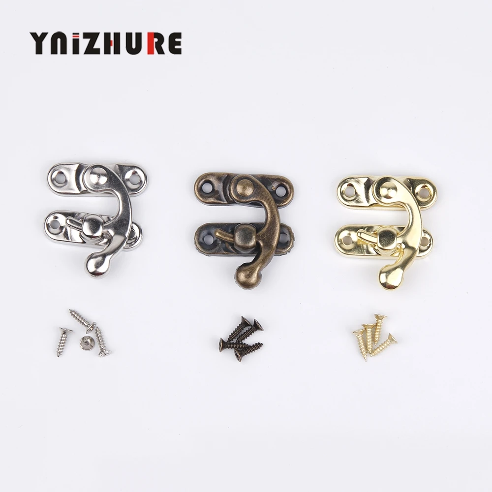 

2019 Real Hardware Lock Wood Box Free Shipping 50 Sets Metal Hook Box Latches Clasp Lock Purse Antique Bronze 4 Holes 28*33mm