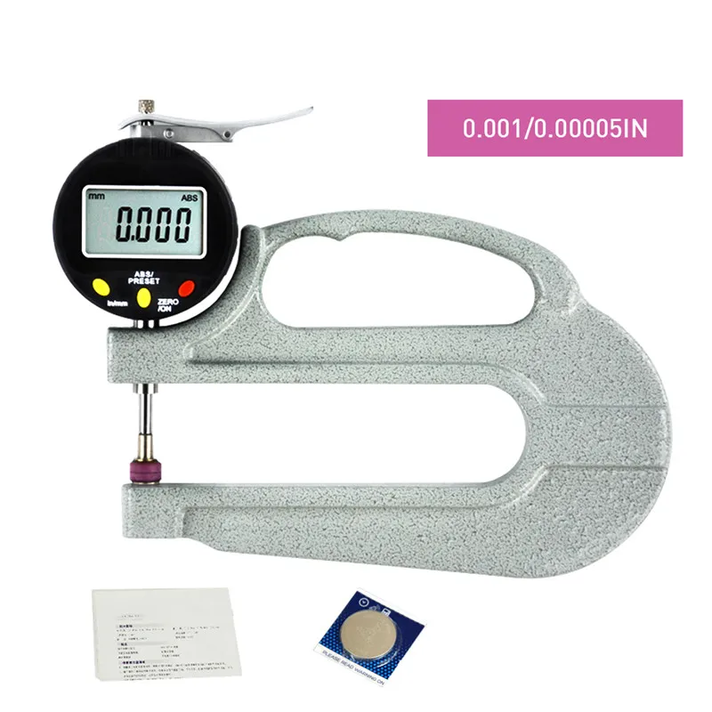 

0-10mm Flat Head Metal Casing Width Measuring Instruments Digital Thickness Gauge Feeler Meter Tester with Roller Insert