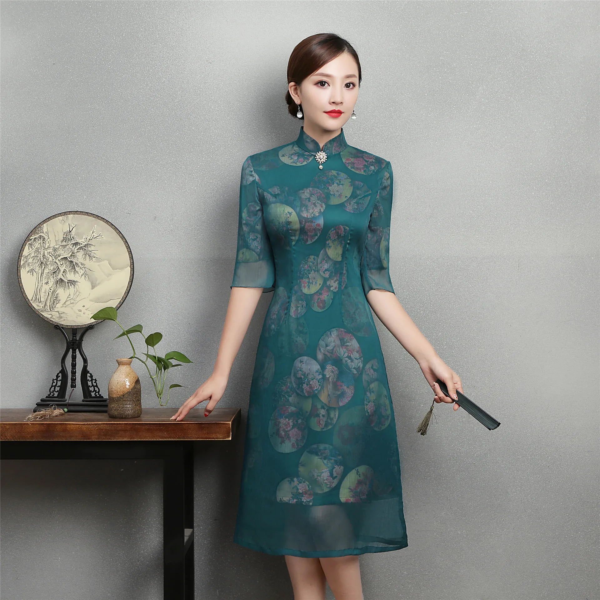 Chinese Traditional Dress Cheongsam Oriental Style Dresses Elegant