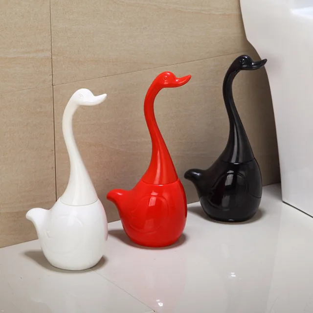 Unique Creative Swan Design Full closed Bathroom Toilet Bowl Brush and