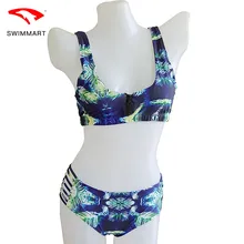 

SWIMMART Sexy 2018 Bikini Swimwear Women Mid Waist Print Flower Swimsuit Female Vintage Bikinis Set Beach Swimming Suit Wear