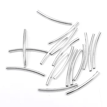 

200pcs 25x2mm Silver Curved Tube Spacer Beads Connectors Jewelry Findings For Bracelets Necklace Diy Jewelry Making Accessories