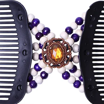 

Double Beaded Thick Hair Clip Combs Beads Elastic Hairpin Bun Maker Pins Hair Styling MH88