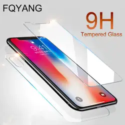 FQYANG спереди и сзади 2 шт. закаленное стекло для IPHONE XS MAX XR X 8 7 6 S 6 PLUS 5SE 5C 4S экран протектор защитное стекло плёнки