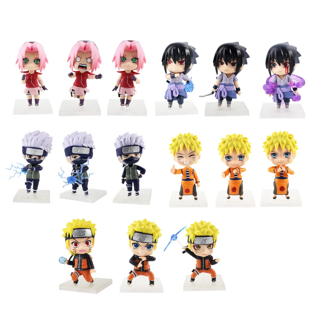 3 шт./компл. фигурка Наруто Q Edition Shippuden Uchiha Sasuke Uzumaki Kakashi Sakura аниме детская коллекция