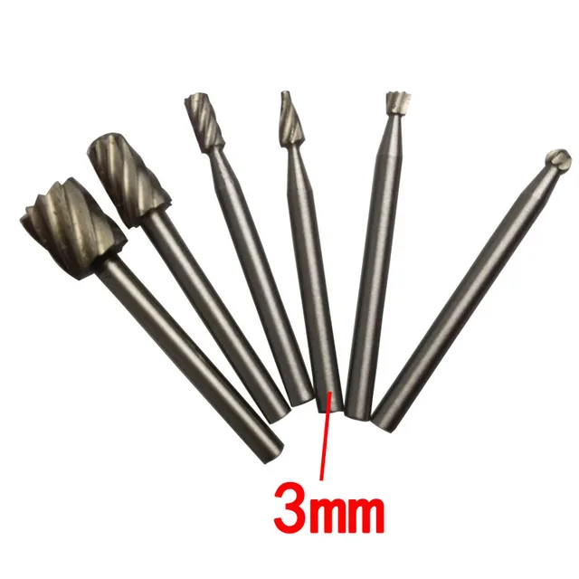 6pcs Dremel Rotary Tools Mini Drill Bit Set Cutting HSS Routing Router Grinding Bits Milling Cutters for Wood Carving Tool