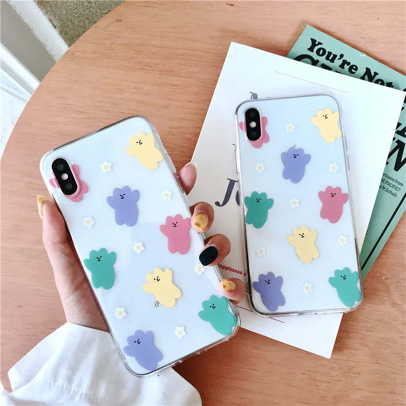 

Floral Sunflower Colors Abstract Character Phone Case For iPhone 8 7 6 6s Plus Soft Transparent TPU Cover for iPhone X XR XS Max