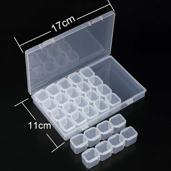 

28 Slots Diamond Embroidery Box Diamond Painting Accessory Case Clear plastic Beads Display Storage Boxes Cross Stitch Tools