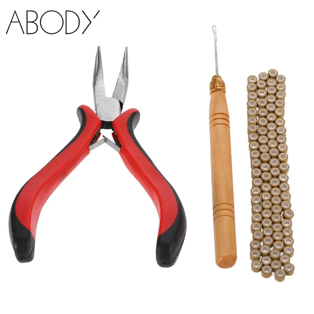 3Pcs/set Hair Extension Tool Kit Curved Plier Pulling Needle 5mm