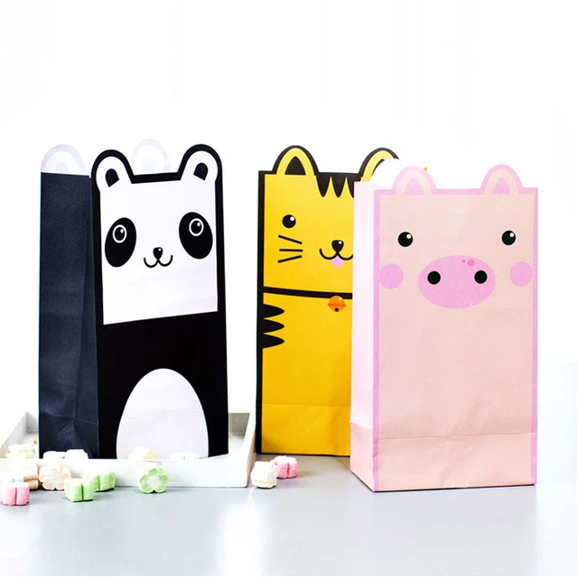 9 sets paper bag piggy cat panda design gift packaging birthday paper bags design