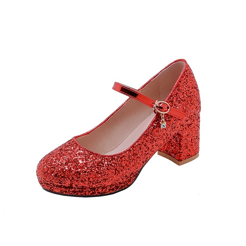 ORCHA LISA/свадебные туфли с острым носком; коллекция года; женские туфли-лодочки; блестящие стразы; ремешок на щиколотке; квадратный каблук; модельные туфли для вечеринки; цвет золотой, серебряный - Цвет: red 2
