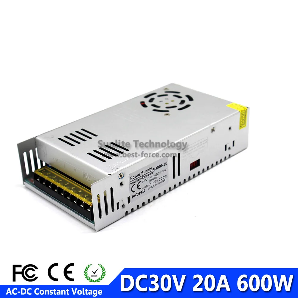 600 W Питание DC 12 V 13,8 V 15 V 18 V 24 V 27 V 28 30 V 32 36 V 42 V 48 V 60 Свет Трансформатор AC110V 220 V AC-DC SMPS для видеонаблюдения ЧПУ