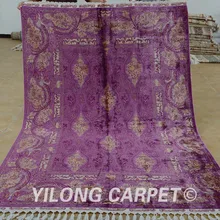 Yilong 5,6 'x8. 2' античный ручной работы турецкий ковер красный фиолетовый Шелковый ковер ручной работы персидский(1838
