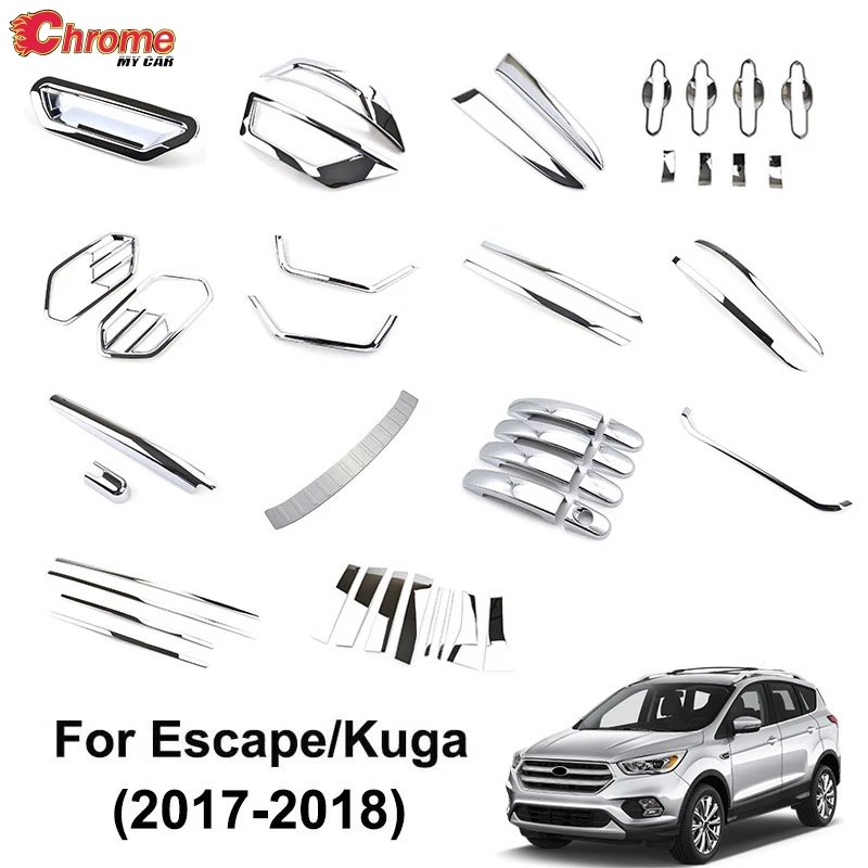 

For Ford Escape Kuga 2017 2018 Chrome Front Rear Fog Light Door Handle Cover Body Molding Trim Protector Decoration Car Styling