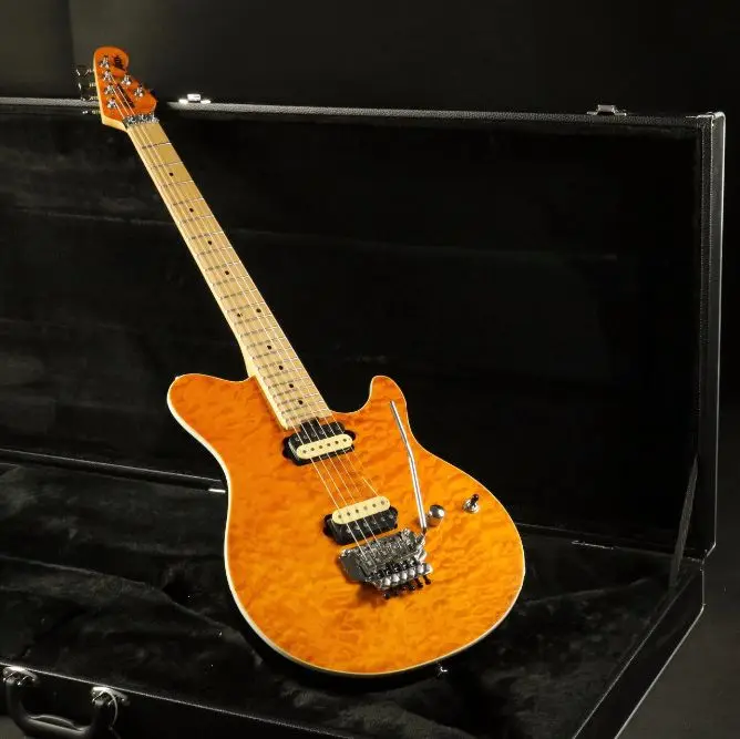 

High quality amber quilted maple top binding musicman electric guitar free shipping