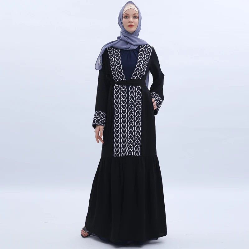 Appliques Muslim Hijab Dress Abaya Turkey Kimono Kaftan Dubai Caftan Abayas For Women Qatar Islamic Clothing Robe Femme Musulman