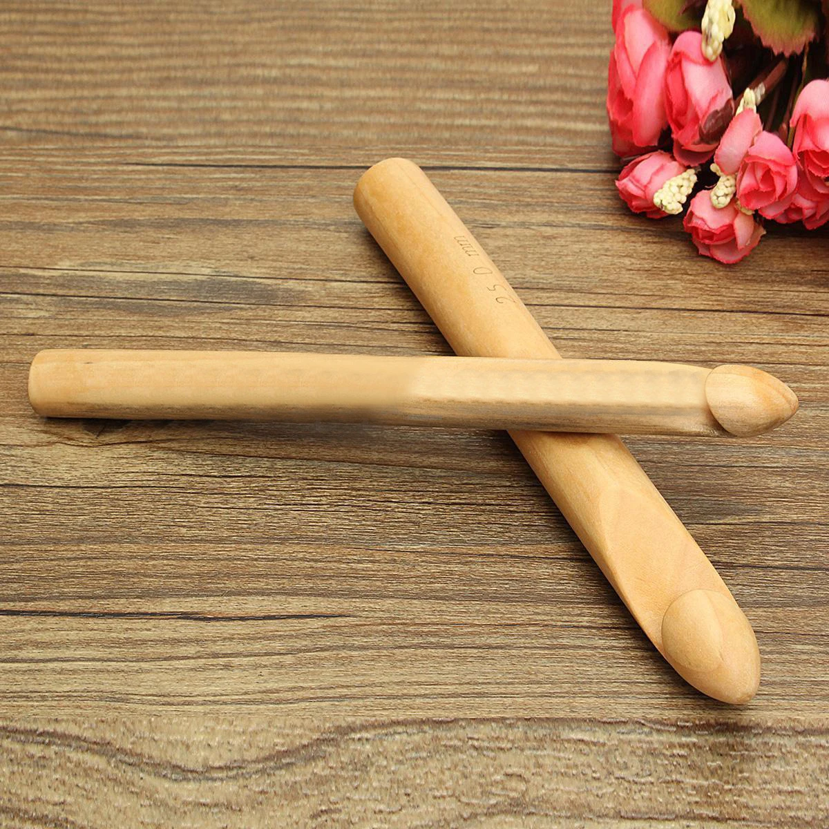 20/25mm New Bamboo Handle Crochet Hook Weave Sweater Yarn Craft Knitting Needle