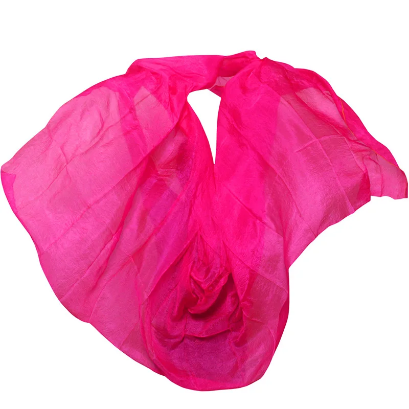 High Quality Dance veils Handmade Natural Silk Belly Dance Veils  Dance Props Silk Veils rose Color