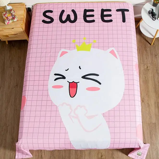 Kawaii Bed Sheets Japanese Anime Chibi Maruko Umaru Chan Cat Chinese Characters Printed Dorm Textile Twin Full Queen King Size