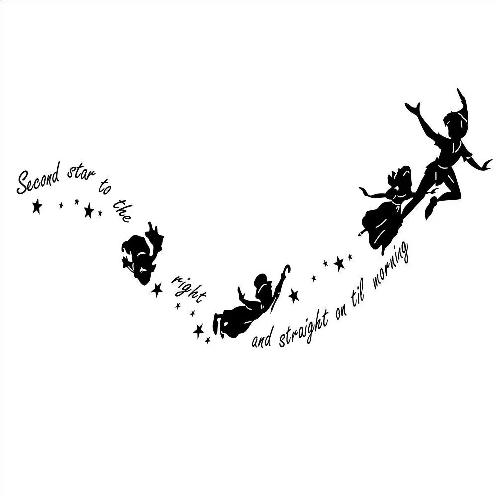 Горячая продажа стикер на стену DIY Tinkerbell вторая звезда справа Питер Пэн росписи