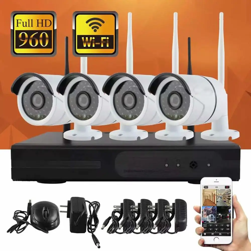 SmartYIBA 4CH WI-FI NVR Kit Беспроводной CCTV Камера Системы 1-2 ТБ 960P HD наружного видеонаблюдения WI-FI Камера наблюдения Системы Ночное видение - Цвет: NVR4006