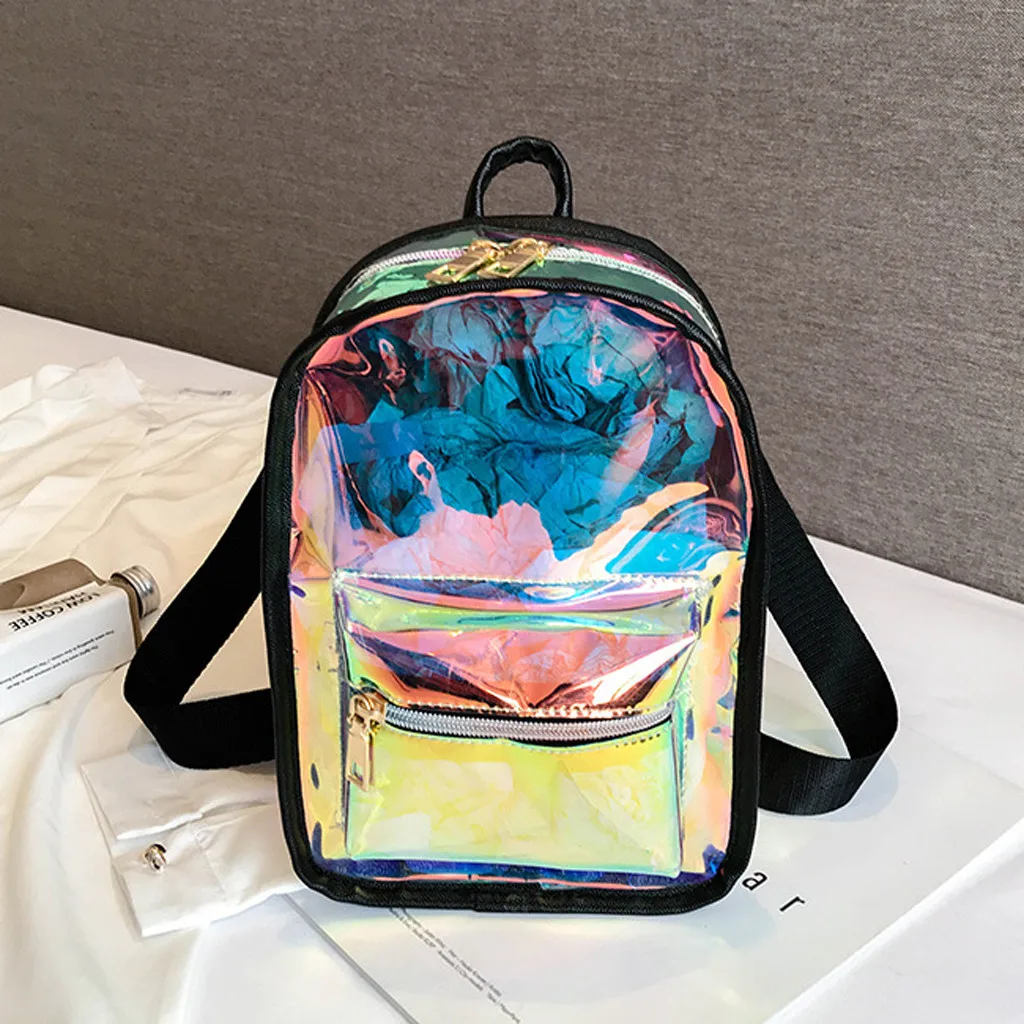 

OCARDIAN Fashion Women's Students Sports And Leisure Travel Laser Transparent Candy Color Waterproof Outdoor Tote Backpack J6