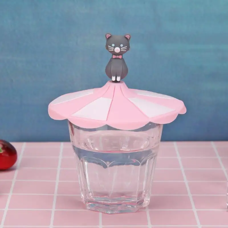 1 Cartoon Heat Resistant Silicone Cup Lid Leakproof Cups Cover Tea Cup Suction Unique Soft Silica Gel Has Good Anti-Skid Effect
