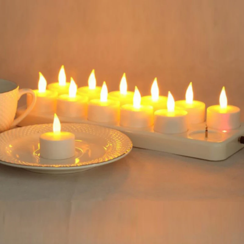 Vioslite 12pcs LED Rechargeable Electric Light Candle Set Votives